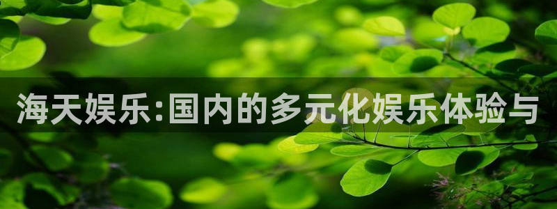 辉达娱乐代理：海天娱乐:国内的多元化娱乐体验与